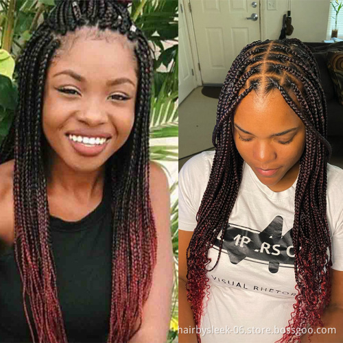 Burgundy color 34 inches Two plait wholesale Braided Wigs Long Twist Braids style synthetic hair headband wig for black women